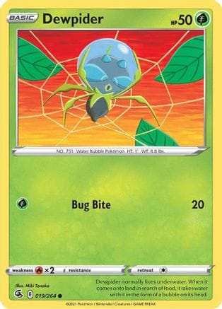 'Pokemon - 'Dewpider 019/264  SWSH08 Fusion Strike - Common