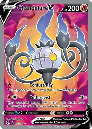 'Pokemon - 'Chandelure V (Full Art) 247/264  - Holofoil SWSH08 Fusion Strike - Ultra Rare