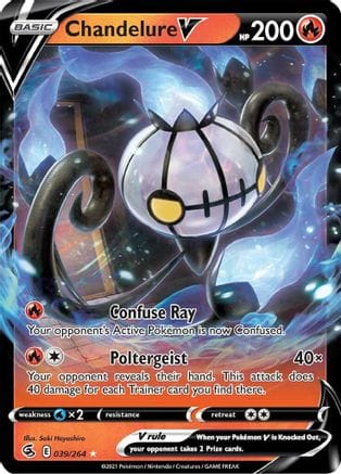 'Pokemon - 'Chandelure V 039/264  - Holofoil SWSH08 Fusion Strike - Ultra Rare