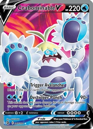 'Pokemon - 'Crabominable V (Full Art) 248/264  - Holofoil SWSH08 Fusion Strike - Ultra Rare