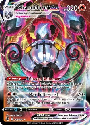 'Pokemon - 'Chandelure VMAX 040/264  - Holofoil SWSH08 Fusion Strike - Ultra Rare