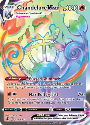 'Pokemon - 'Chandelure VMAX (Secret) 265/264  - Holofoil SWSH08 Fusion Strike - Secret Rare