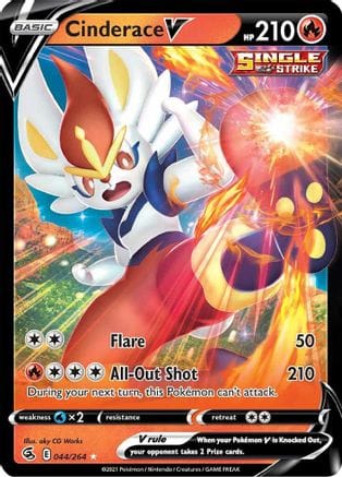 'Pokemon - 'Cinderace V (44) 044/264  - Holofoil SWSH08 Fusion Strike - Ultra Rare