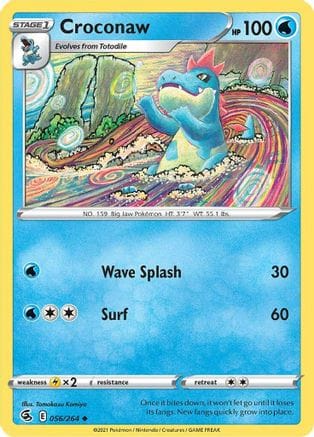 'Pokemon - 'Croconaw 056/264  - Reverse Holofoil SWSH08 Fusion Strike - Uncommon