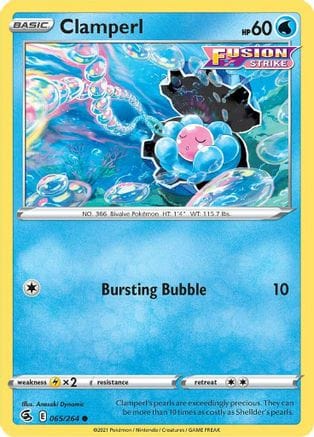 'Pokemon - 'Clamperl 065/264  - Reverse Holofoil SWSH08 Fusion Strike - Common