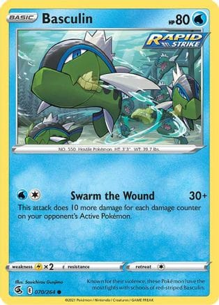 'Pokemon - 'Basculin 070/264  - Reverse Holofoil SWSH08 Fusion Strike - Common