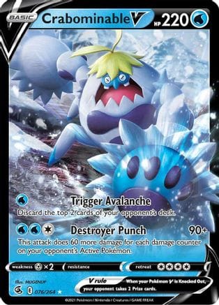 'Pokemon - 'Crabominable V 076/264  - Holofoil SWSH08 Fusion Strike - Ultra Rare