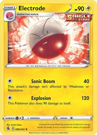'Pokemon - 'Electrode 088/264  - Reverse Holofoil SWSH08 Fusion Strike - Rare