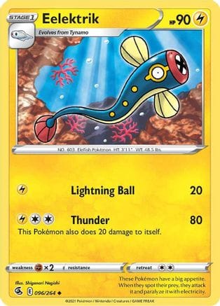 'Pokemon - 'Eelektrik 096/264  - Reverse Holofoil SWSH08 Fusion Strike - Uncommon