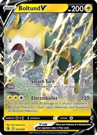 'Pokemon - 'Boltund V 103/264  - Holofoil SWSH08 Fusion Strike - Ultra Rare