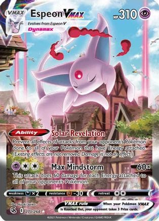 'Pokemon - 'Espeon VMAX (Alternate Art Secret) 270/264  - Holofoil SWSH08 Fusion Strike - Secret Rare