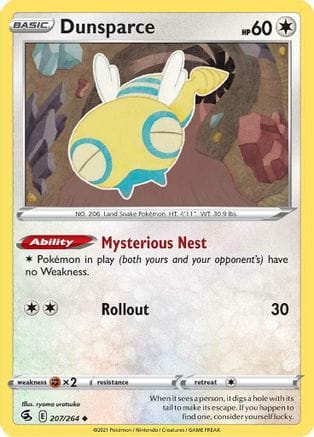 'Pokemon - 'Dunsparce 207/264  SWSH08 Fusion Strike - Uncommon