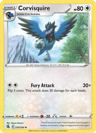 'Pokemon - 'Corvisquire 220/264  SWSH08 Fusion Strike - Uncommon