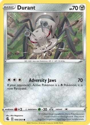 'Pokemon - 'Durant 184/264  - Reverse Holofoil SWSH08 Fusion Strike - Common