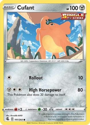'Pokemon - 'Cufant 191/264  - Reverse Holofoil SWSH08 Fusion Strike - Common