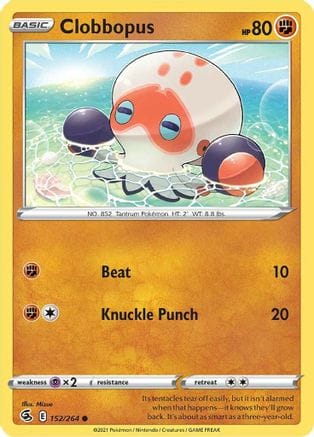 'Pokemon - 'Clobbopus 152/264  - Reverse Holofoil SWSH08 Fusion Strike - Common