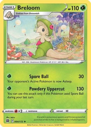 'Pokemon - 'Breloom 004/172  - Reverse Holofoil SWSH09 Brilliant Stars - Rare