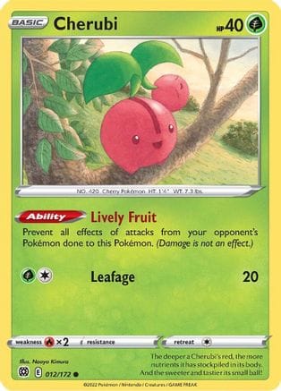'Pokemon - 'Cherubi 012/172  - Reverse Holofoil SWSH09 Brilliant Stars - Common