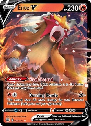 'Pokemon - 'Entei V 022/172  - Holofoil SWSH09 Brilliant Stars - Ultra Rare