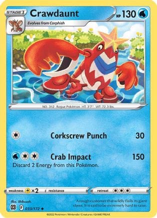 'Pokemon - 'Crawdaunt 033/172  - Reverse Holofoil SWSH09 Brilliant Stars - Uncommon
