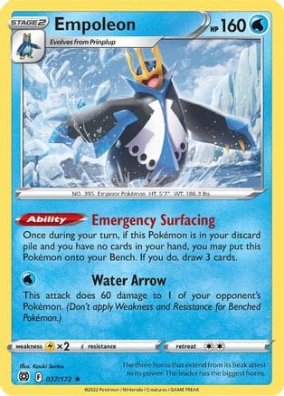 'Pokemon - 'Empoleon 037/172  - Holofoil SWSH09 Brilliant Stars - Holo Rare