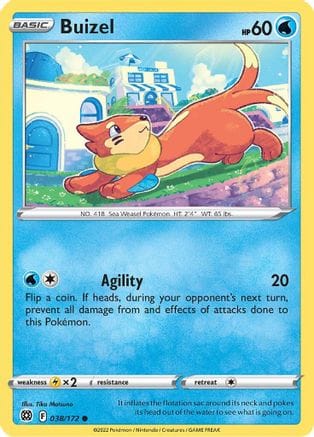 'Pokemon - 'Buizel 038/172  - Reverse Holofoil SWSH09 Brilliant Stars - Common