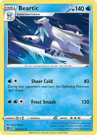 'Pokemon - 'Beartic 043/172  - Reverse Holofoil SWSH09 Brilliant Stars - Uncommon