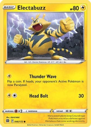 'Pokemon - 'Electabuzz 046/172  - Reverse Holofoil SWSH09 Brilliant Stars - Common