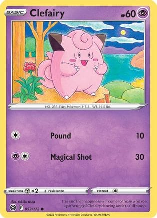 'Pokemon - 'Clefairy 053/172  SWSH09 Brilliant Stars - Common