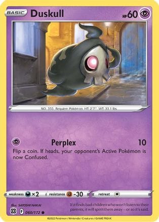 'Pokemon - 'Duskull 060/172  - Reverse Holofoil SWSH09 Brilliant Stars - Common