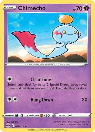 'Pokemon - 'Chimecho 063/172  SWSH09 Brilliant Stars - Common