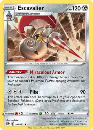 'Pokemon - 'Escavalier 101/172  SWSH09 Brilliant Stars - Rare