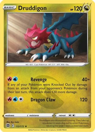 'Pokemon - 'Druddigon 113/172  - Reverse Holofoil SWSH09 Brilliant Stars - Rare
