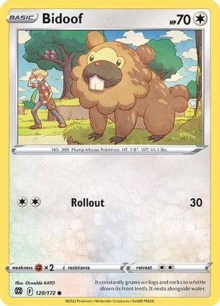 'Pokemon - 'Bidoof 120/172  - Reverse Holofoil SWSH09 Brilliant Stars - Common