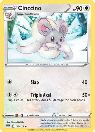 'Pokemon - 'Cinccino 125/172  - Reverse Holofoil SWSH09 Brilliant Stars - Uncommon