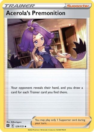 'Pokemon - 'Acerola's Premonition 129/172  - Reverse Holofoil SWSH09 Brilliant Stars - Uncommon