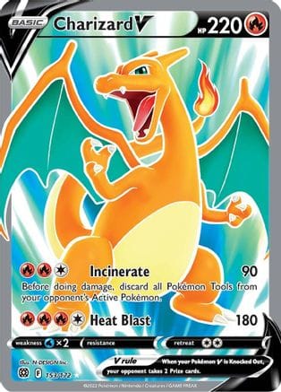 'Pokemon - 'Charizard V (Full Art) 153/172  - Holofoil SWSH09 Brilliant Stars - Ultra Rare