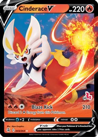 'Pokemon - 'Cinderace V 043/264  - Holofoil Battle Academy 2022 - Promo