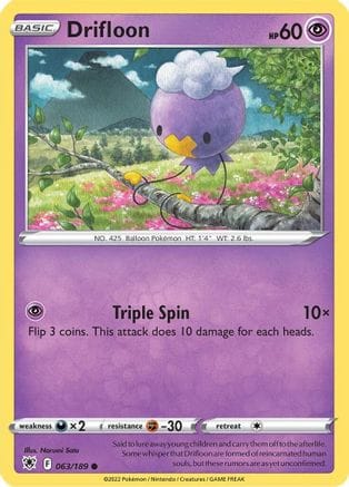 'Pokemon - 'Drifloon 063/189  SWSH10 Astral Radiance - Common