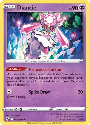 'Pokemon - 'Diancie 068/189  - Reverse Holofoil SWSH10 Astral Radiance - Holo Rare