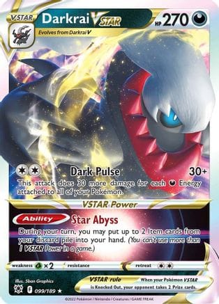 'Pokemon - 'Darkrai VSTAR 099/189  - Holofoil SWSH10 Astral Radiance - Ultra Rare