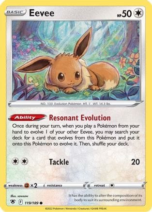 'Pokemon - 'Eevee 119/189  - Reverse Holofoil SWSH10 Astral Radiance - Common