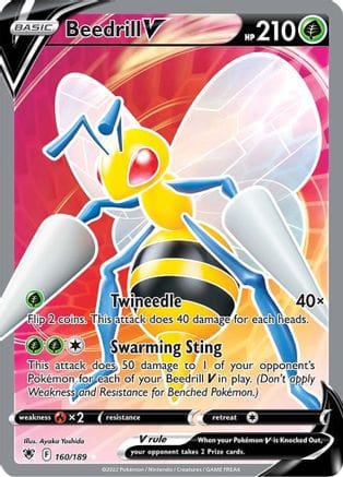 'Pokemon - 'Beedrill V (Full Art) 160/189  - Holofoil SWSH10 Astral Radiance - Ultra Rare