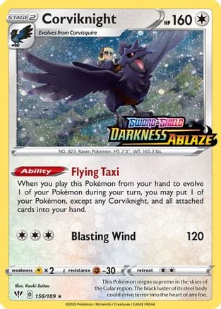 'Pokemon - 'Corviknight 156/189  - Holofoil Miscellaneous Cards & Products - Promo