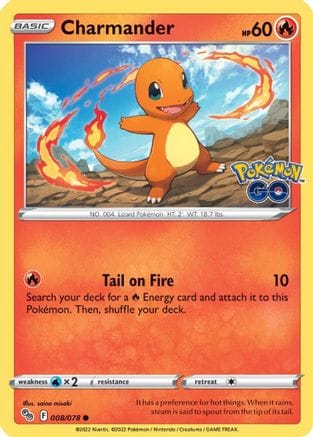 'Pokemon - 'Charmander 008/078  - Reverse Holofoil Pokemon GO - Common