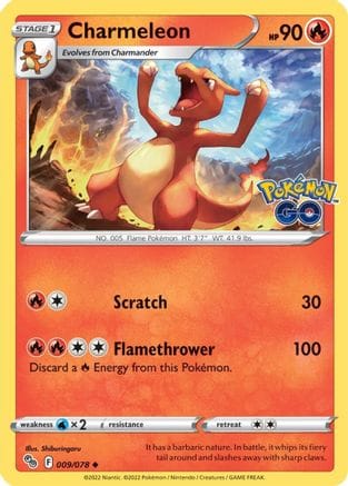 'Pokemon - 'Charmeleon 009/078  Pokemon GO - Uncommon