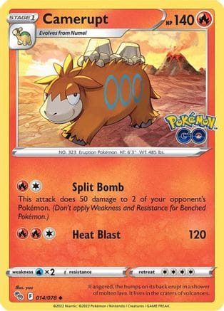 'Pokemon - 'Camerupt 014/078  Pokemon GO - Uncommon
