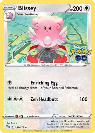 'Pokemon - 'Blissey 052/078  - Holofoil Pokemon GO - Holo Rare