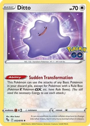 'Pokemon - 'Ditto 053/078  - Holofoil Pokemon GO - Holo Rare