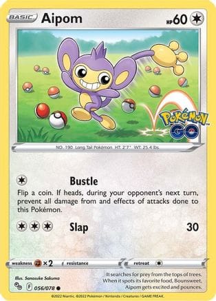 'Pokemon - 'Aipom 056/078  - Reverse Holofoil Pokemon GO - Common
